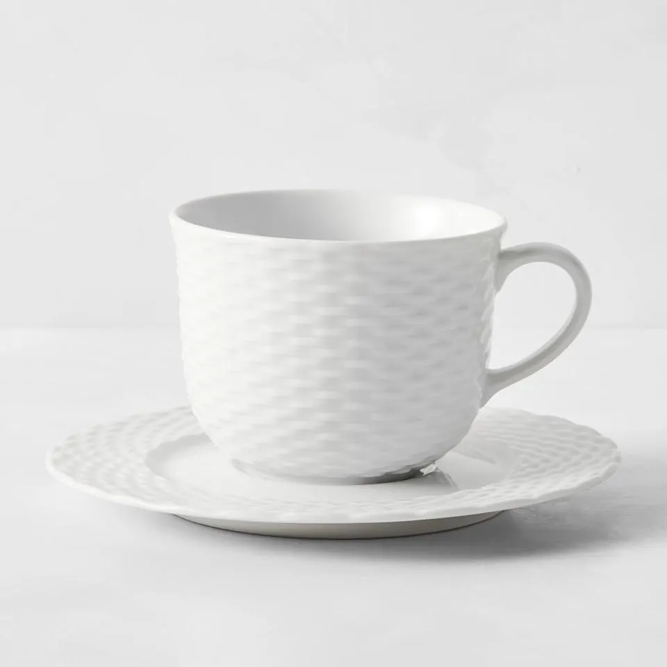 Pillivuyt Basketweave Porcelain Cup & Saucer