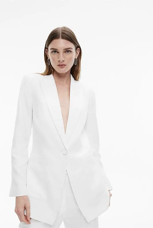 Linen Blend Single-Breasted Blazer