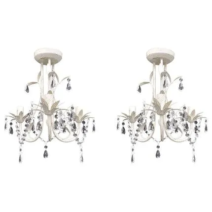 vidaXL Crystal Pendant Ceiling Lamp Chandeliers 2 pcs Elegant White
