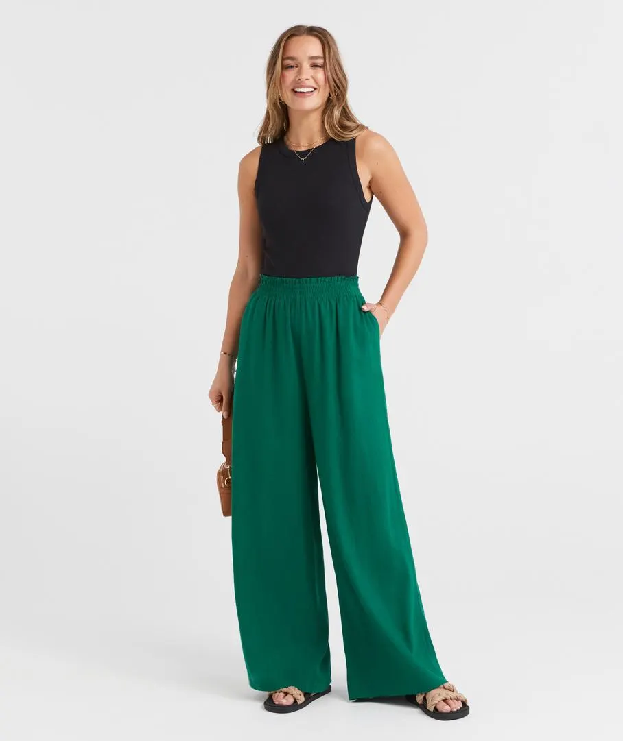 THE LINEN BLEND WIDE LEG PANT