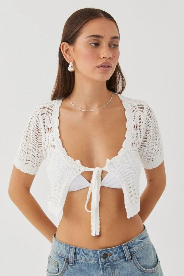 Bella Tie Front Short Sleeve Knit