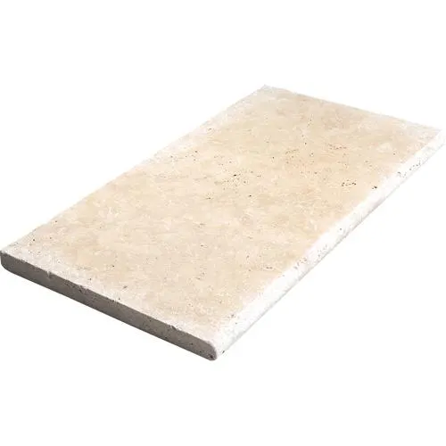 Travertine Almond Milk Tumbled Bullnose 30mm Paver