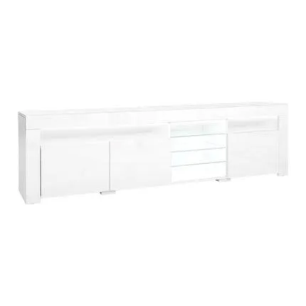 TV Cabinet Entertainment Unit Stand RGB LED Gloss 3 Doors 180cm White