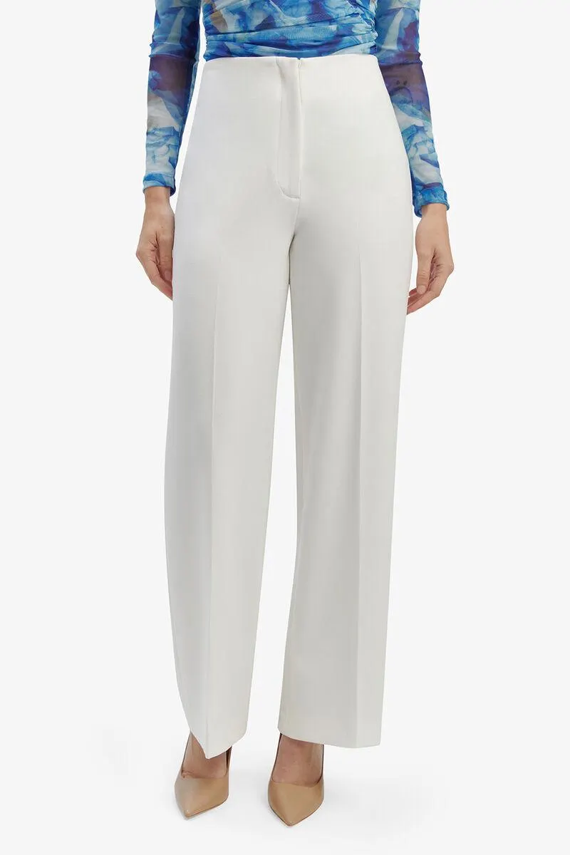 anna mid waist tailored pant in orchid white