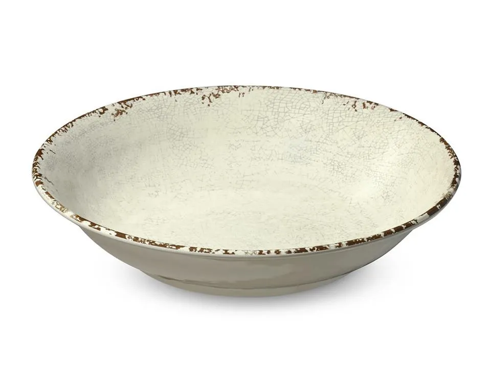 Rustic Melamine Serving Bowl, Ivory