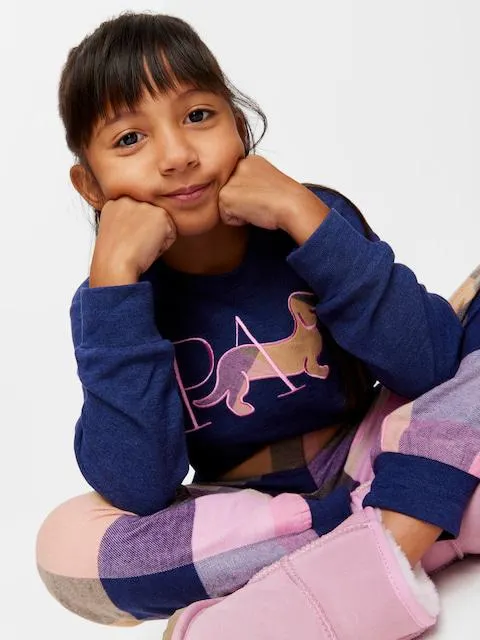 Jnr Girls Buffalo Check Long Pj Set