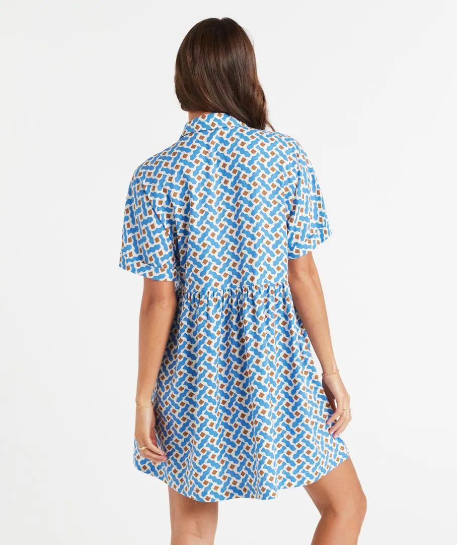 MATTIE LINEN BLEND SHIRT MINI DRESS