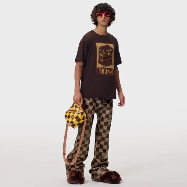 Short-Sleeved Cotton Intarsia Crewneck