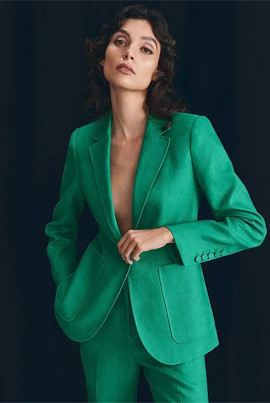 Linen Pin Stitch Blazer