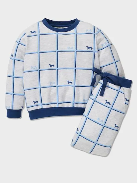 Boys Windowpane Check Pj Set