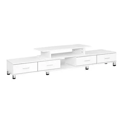 TV Cabinet Entertainment Unit Stand Wooden 160CM To 220CM Lowline Storage Drawers White