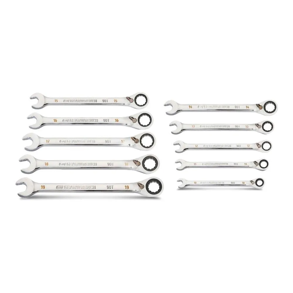 GEARWRENCH 87027 10pce 12 Point Metric 90T Reversible Ratcheting Wrench Set