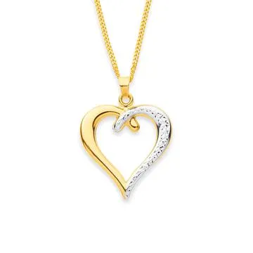 9ct Gold Two Tone Heart Pendant