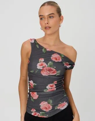 Ruched Longline One Shoulder Top