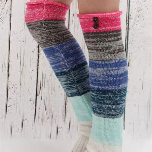 Color Color Block Knitted Boots Socks