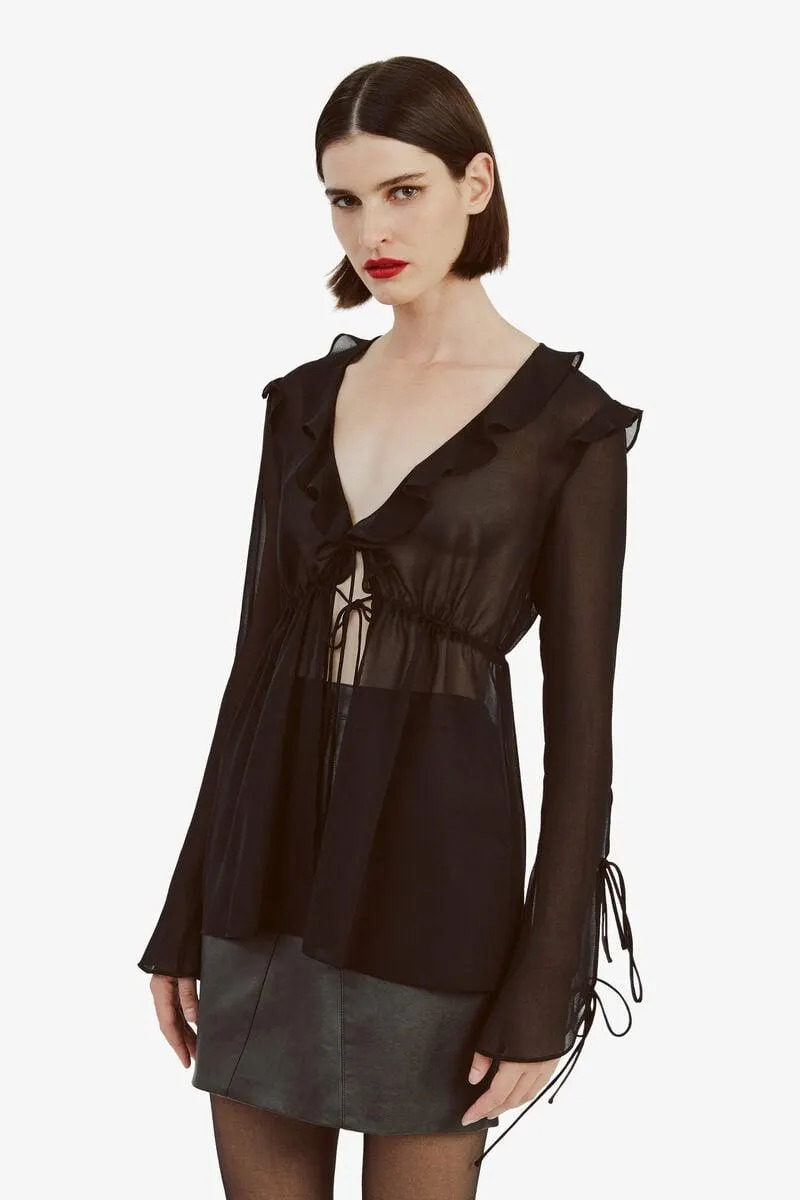 dhalia frill blouse in black