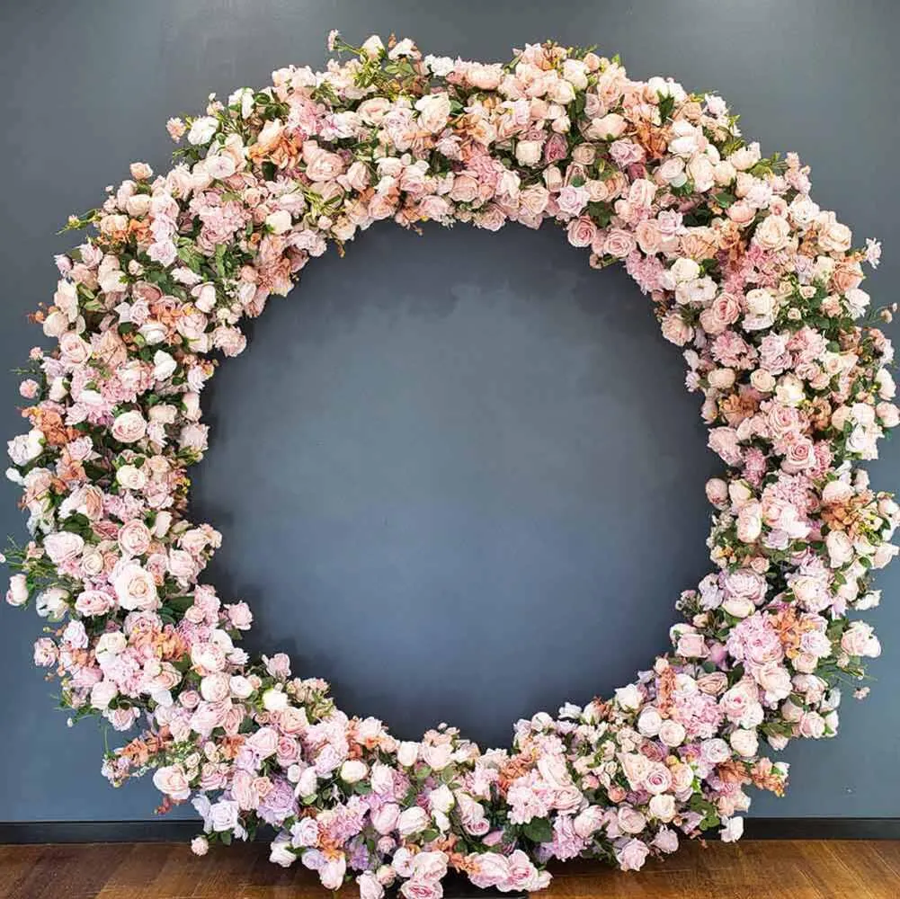 Floral Hoop with Artificial Roses Dusty Pinks 2.4m HIRE