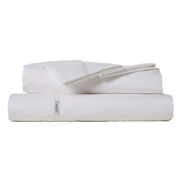 Soren 250 Thread Count Cotton Percale Sheet Set White