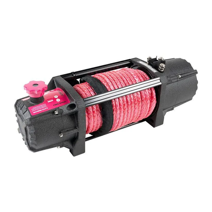 Pink Domin8r Xtreme 12,000lb Winch | 7.2hp Motor | 218:1 Ratio | 26m Synthetic Rope | Wired/Wireless Controller