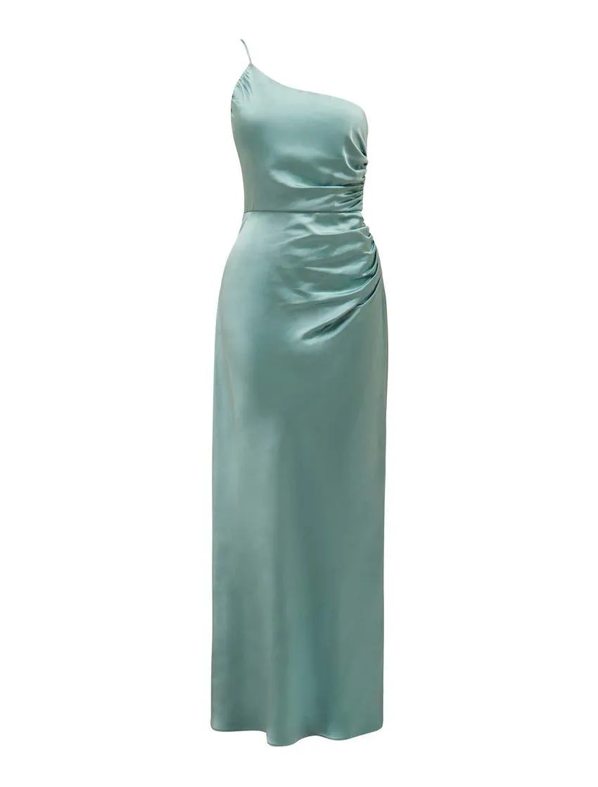 Kelly One-Shoulder Satin Maxi Dress