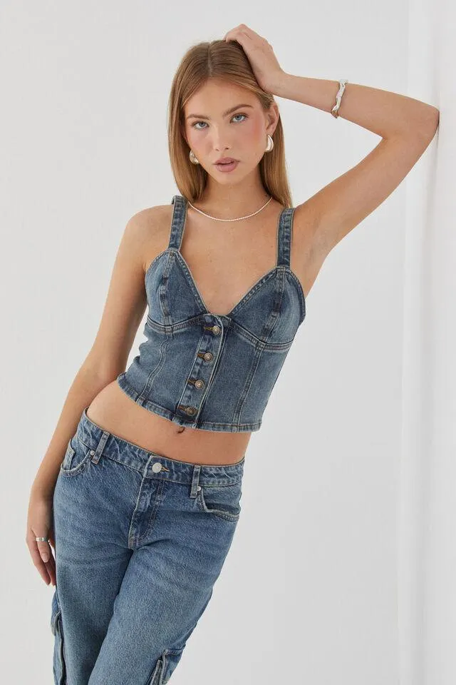 Elise Denim Bustier Top