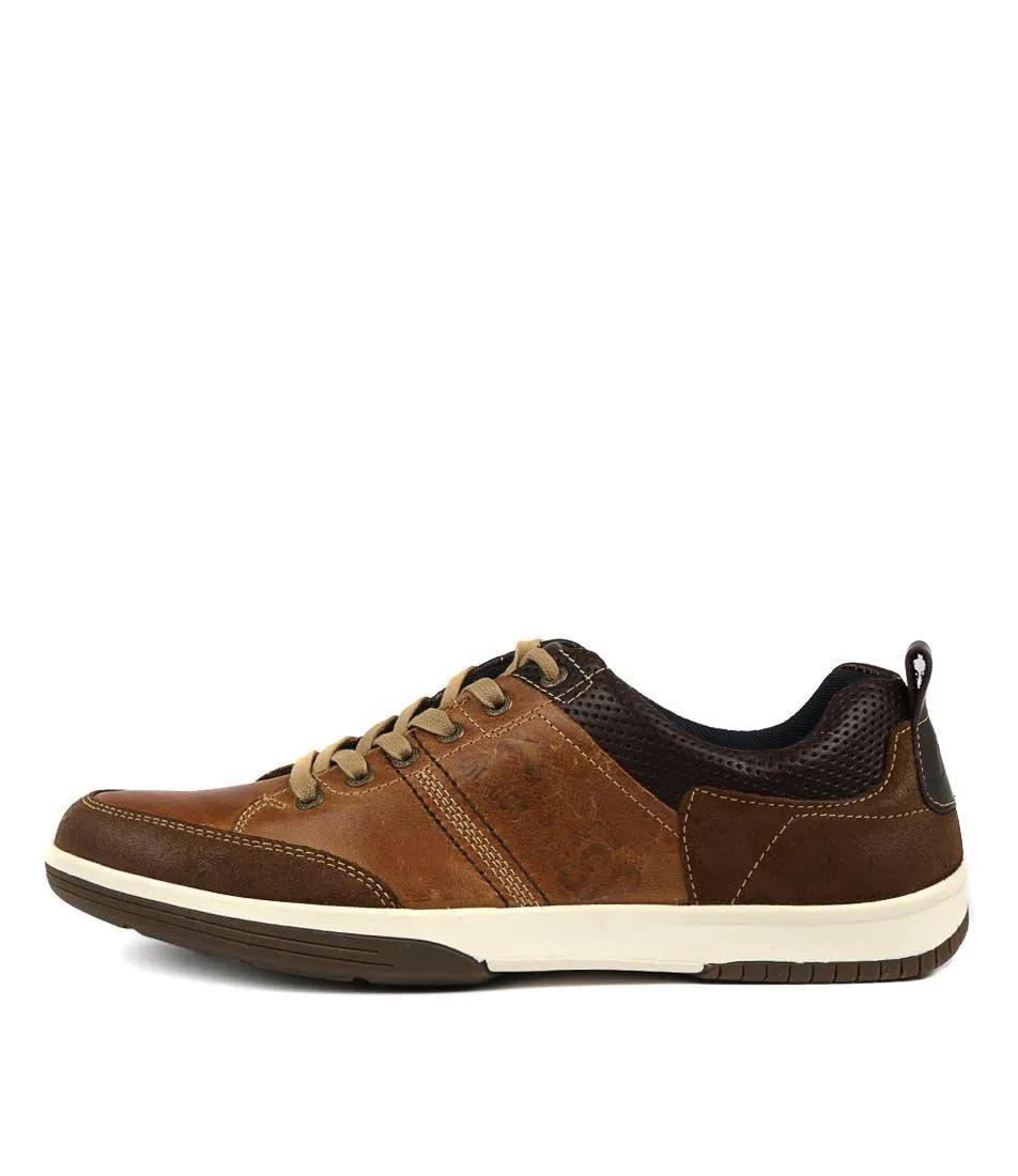 victor tan-brown leather sneakers