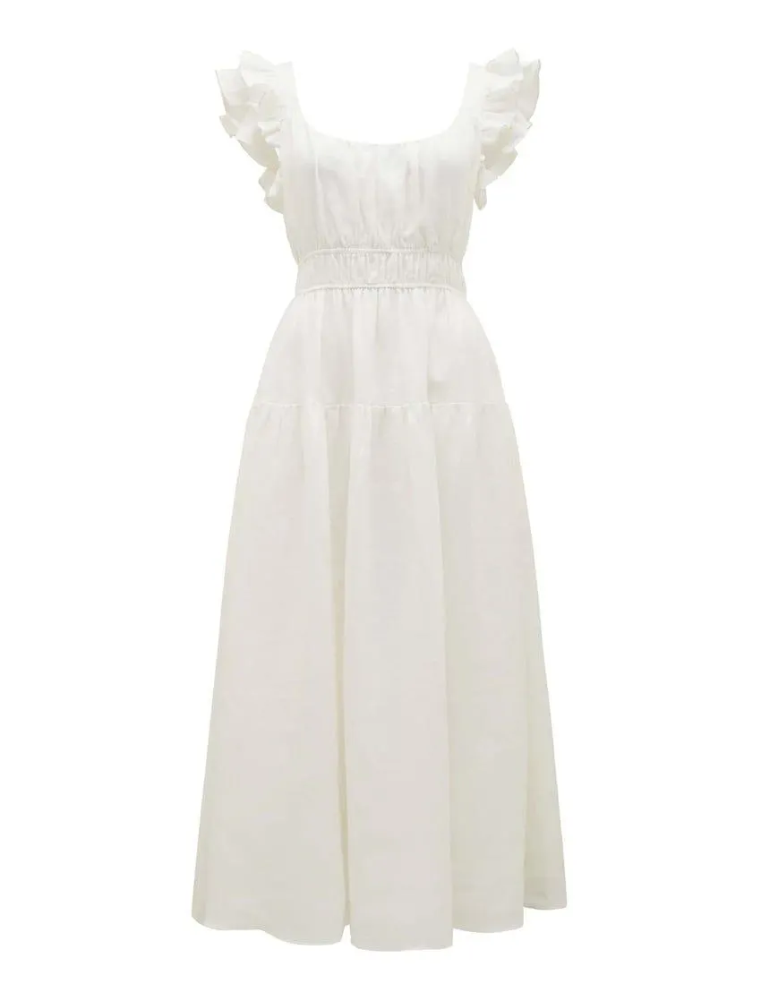 Athena Ruffle Midi Dress