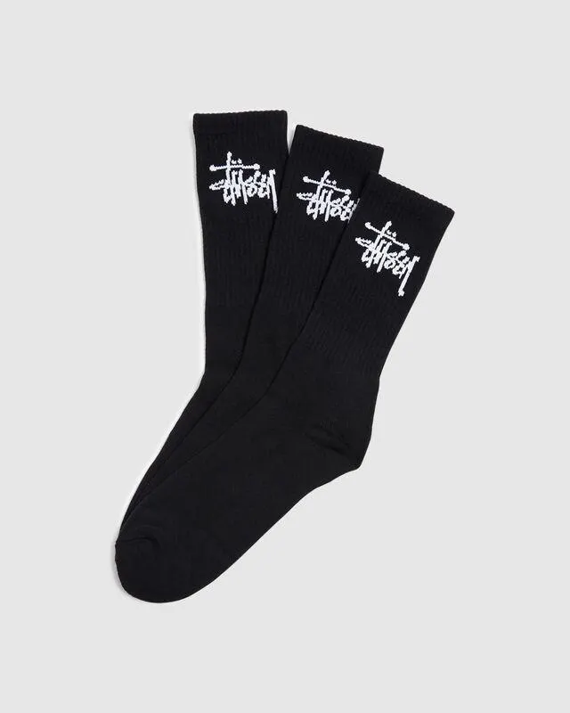 Stock Crew Socks 3 Pack Black
