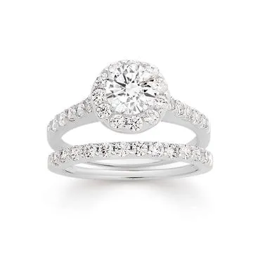 Sterling Silver Cubic Zirconia Cluster Wedder Set