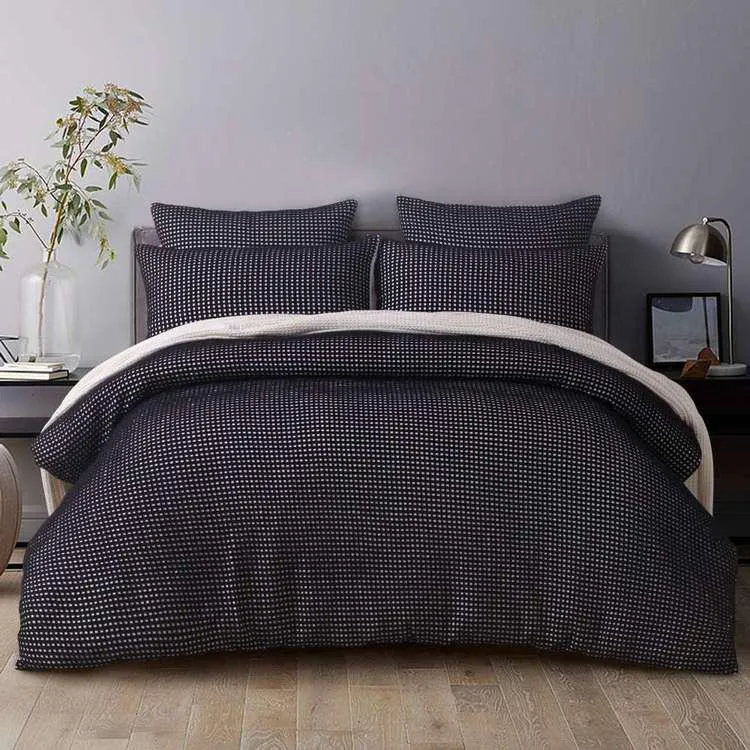 KOO Dylan Waffle Quilt Cover Set Black