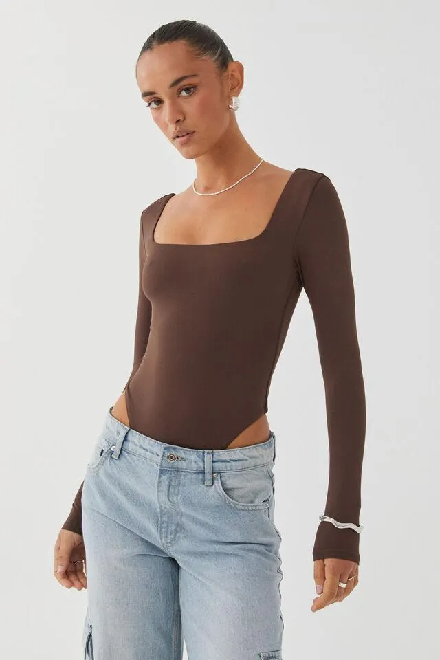 Luxe Square Neck Long Sleeve Bodysuit