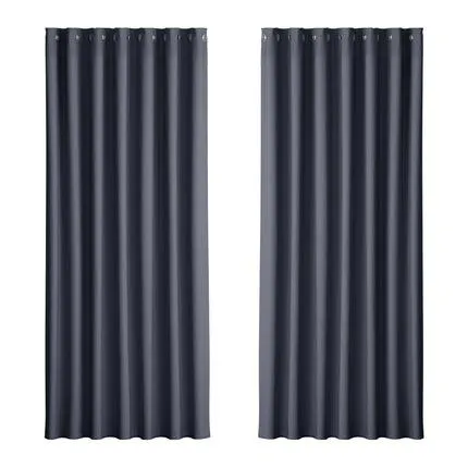 2X Blockout Curtains Blackout Window Curtain Eyelet 240x230cm Charcoal