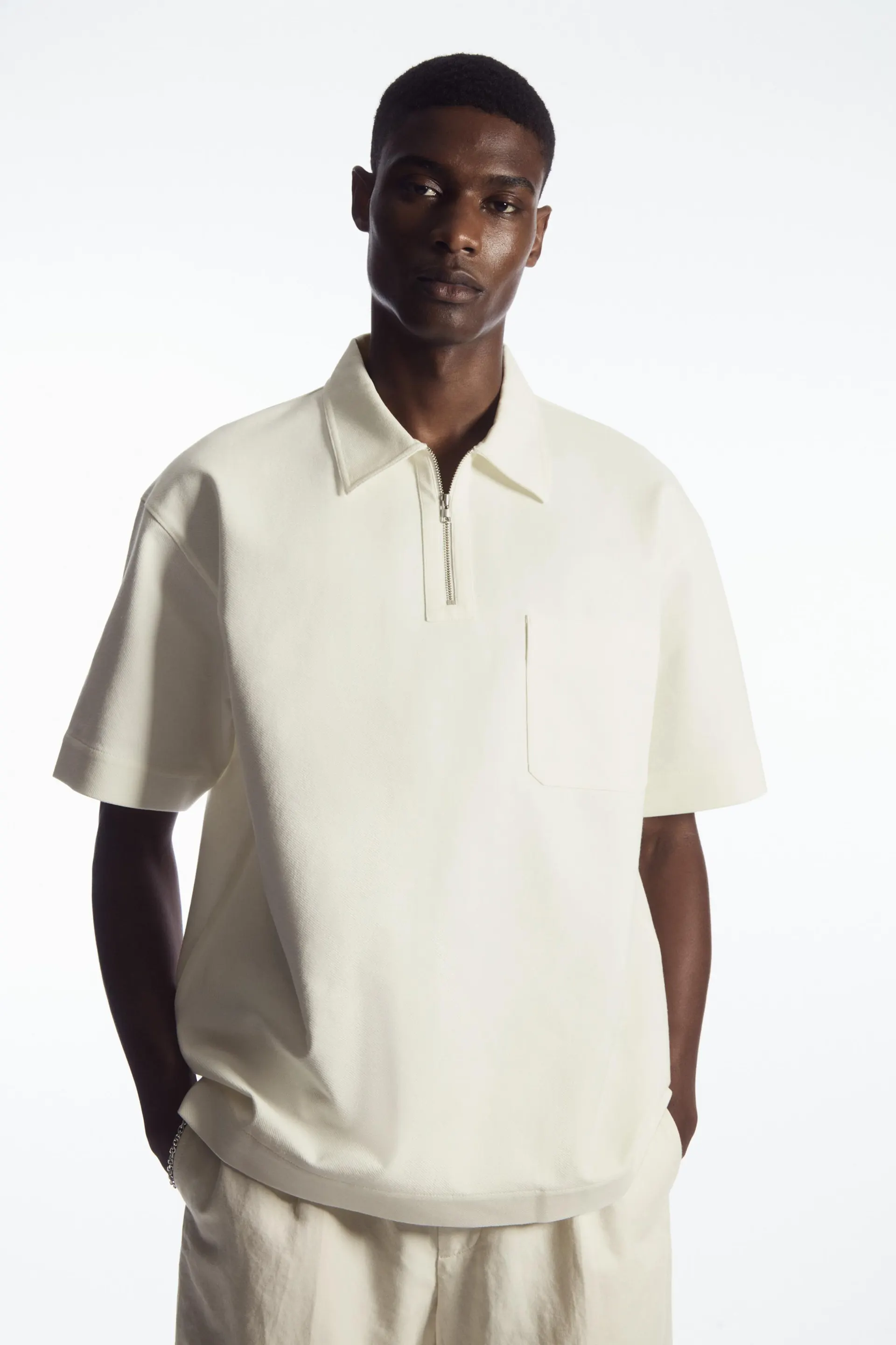 TWILL HALF-ZIP POLO SHIRT