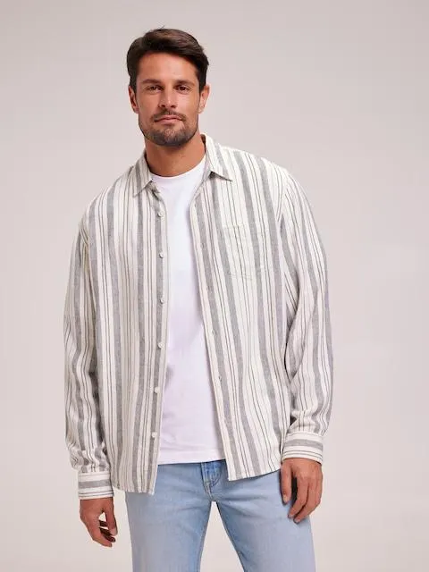 Just Jeans Long Sleeve Textured Stripe Shirt