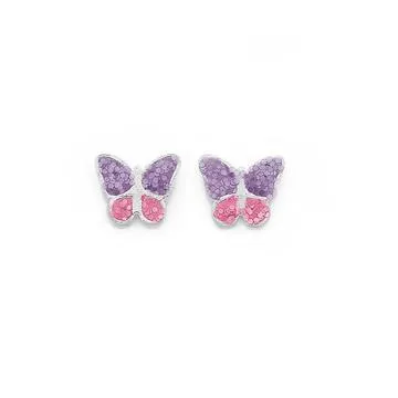 Sterling Silver Lilac & Pink Sparkly Butterfly Earrings