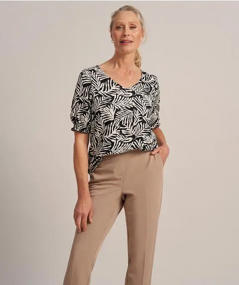 Puff Sleeve Print Top