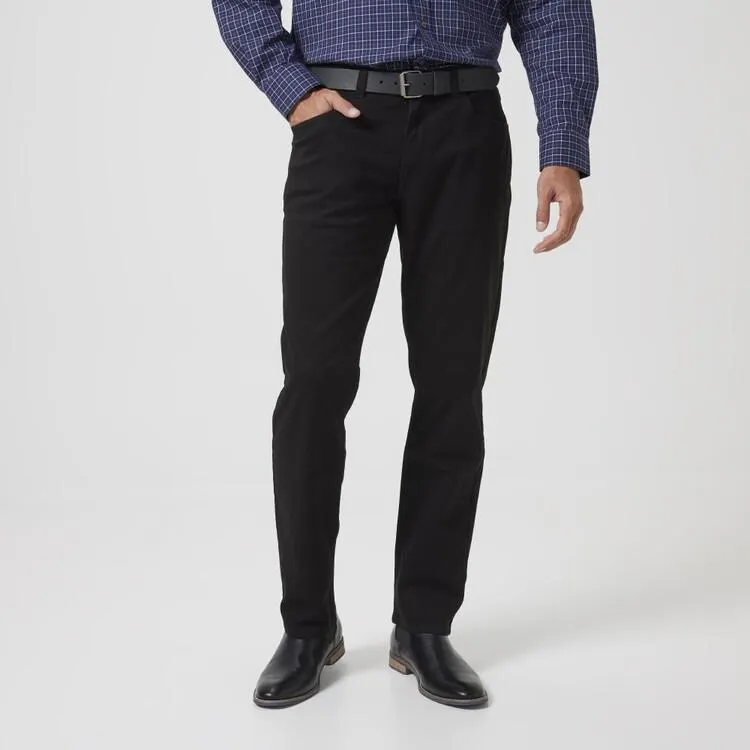 JC Lanyon Men's Bedford Cord 5 Pocket Trouser Black