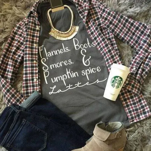 Halloween Halloween Flannels Boots S'mores Pumpkin Spice T-Shirt