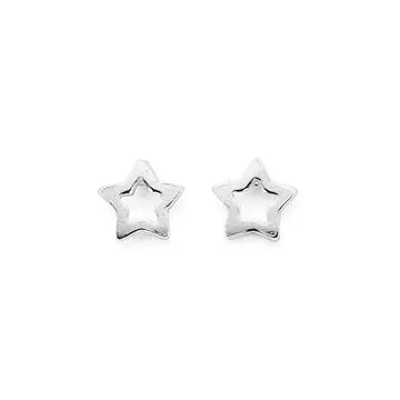Sterling Silver Open Star Stud Earrings