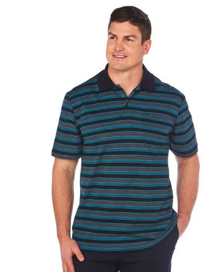 Lowes Indigo & Aquamarine Stripe Knit Polo