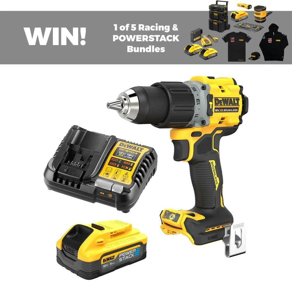 DeWalt DCD805H1-XE 18V 5.0Ah XR Li-ion Cordless Brushless 2-Speed Hammer Drill Driver Powerstack Combo Kit