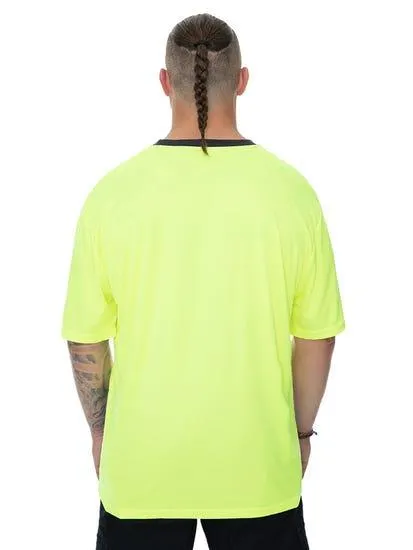 Traders 308 His Vis Crew Neck Shirt Yellow and Navy