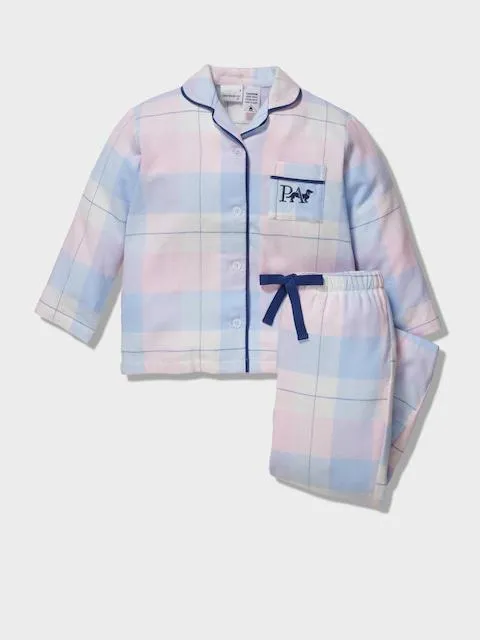 Jnr Girls Pink Check Long Pj Set
