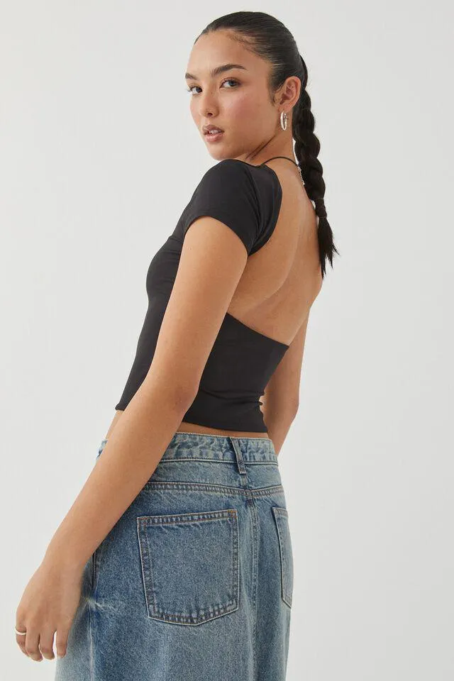 Luxe Short Sleeve Backless Tee