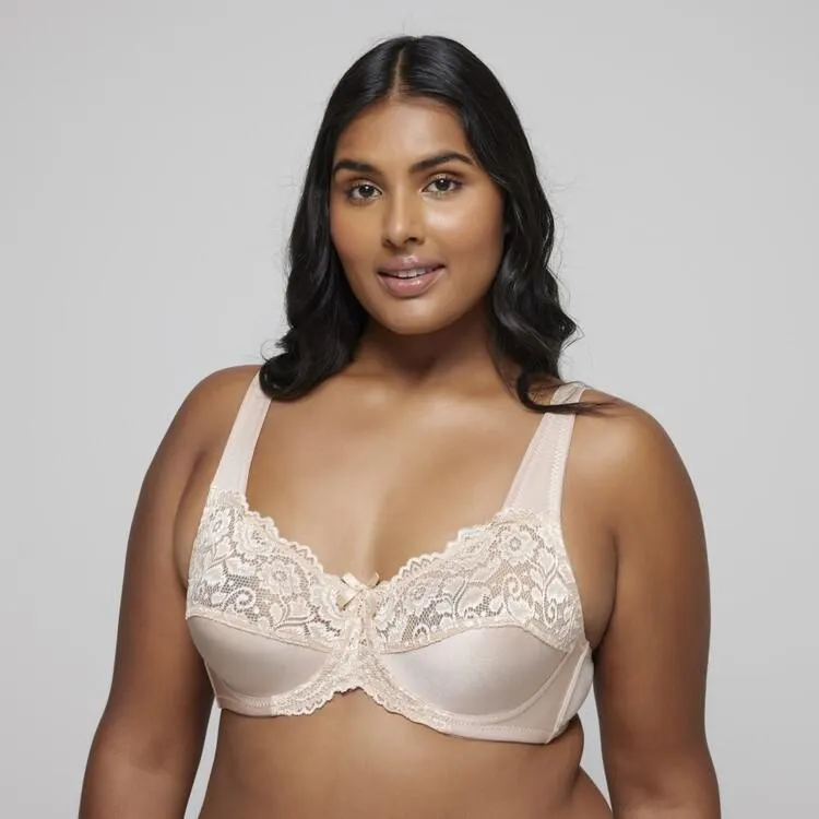 Sash & Rose Women's Lace Underwire Minimiser Bra 2 Pack Black & Nude