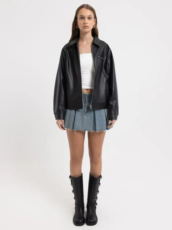 Faux Leather Zip Up Jacket