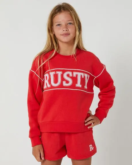 Rusty Line Oversize Crew Fleece Girls