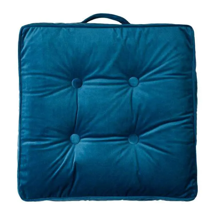 KOO Maddie Velvet Floor Cushion Teal 50 x 50 x 12 cm