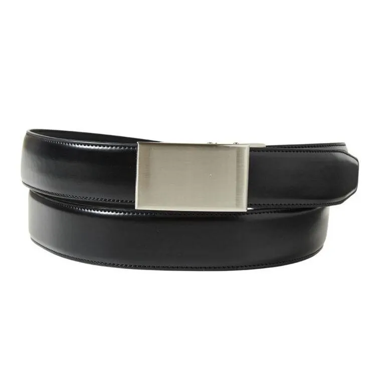 Exact Fit Men's Plate Buckle Belt Black