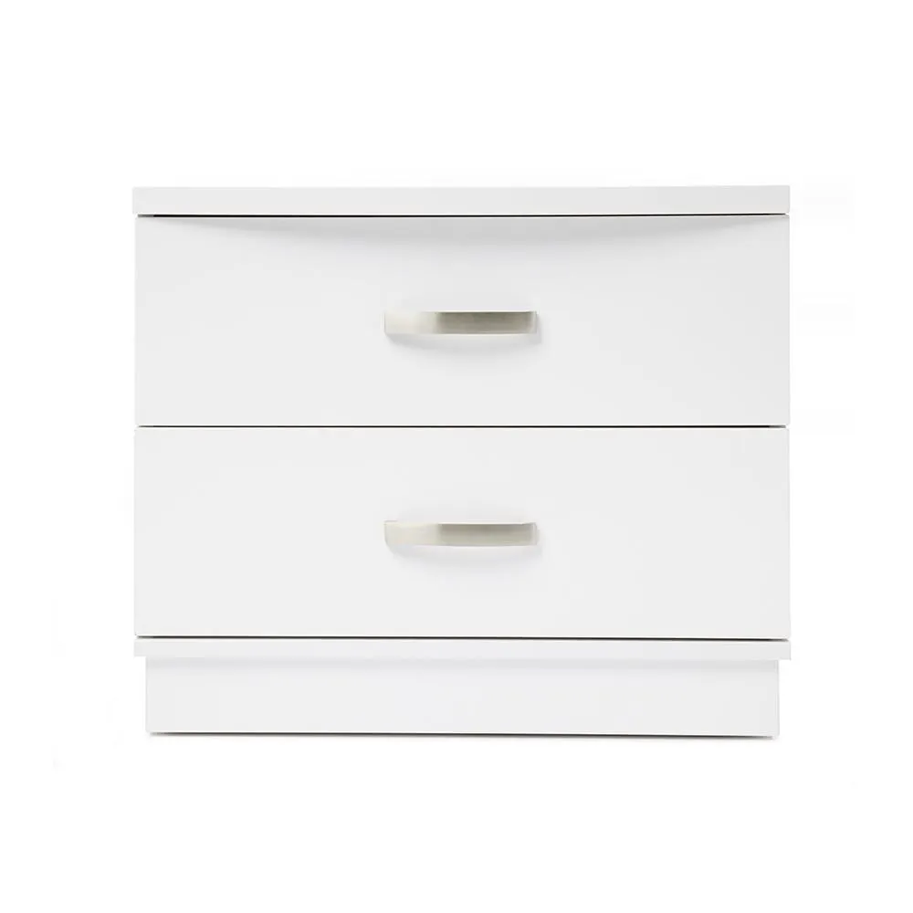 Argo Bedside Table (2 Drawer), Gloss White